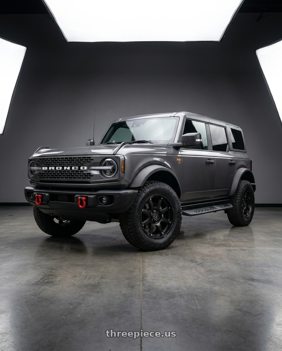 2023 Ford Bronco Badlands with Black Rhino GLAMIS 6X139.7 17X9 +12 MATTE BLACK wheels