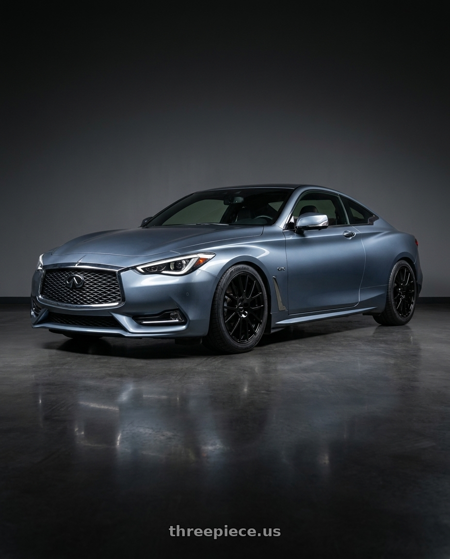 2018 Infiniti Q60 Red Sport with Vision Street-Designs 18 Hellion 5x114.3 17x7.5+40 Gloss Black wheels