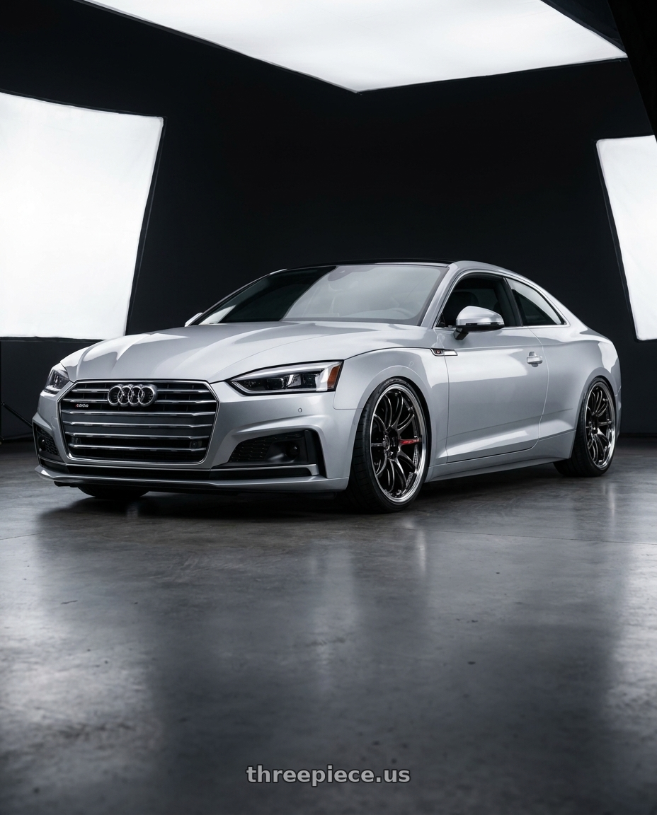 2018 Audi A5 2 with Work Emotion Zr10 5x112 19x9.5 +38 Glim Black Diamond Rim cut wheels