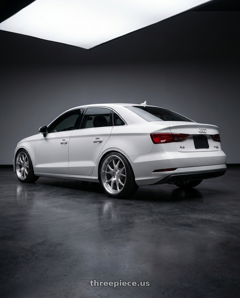 2018 Audi A3 Quattro premium with Heritage Wheel KOTA wheels rear three quarter view slight stretch tires