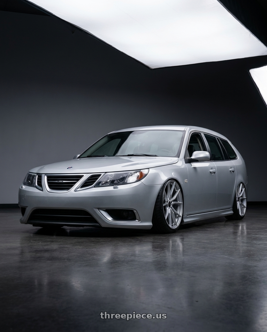 2010 Saab 9 3 Sportcombi Silver with Advanti Racing 80S Hybris 5X112 19x8.5 +35 Silver with Machined Face wheels