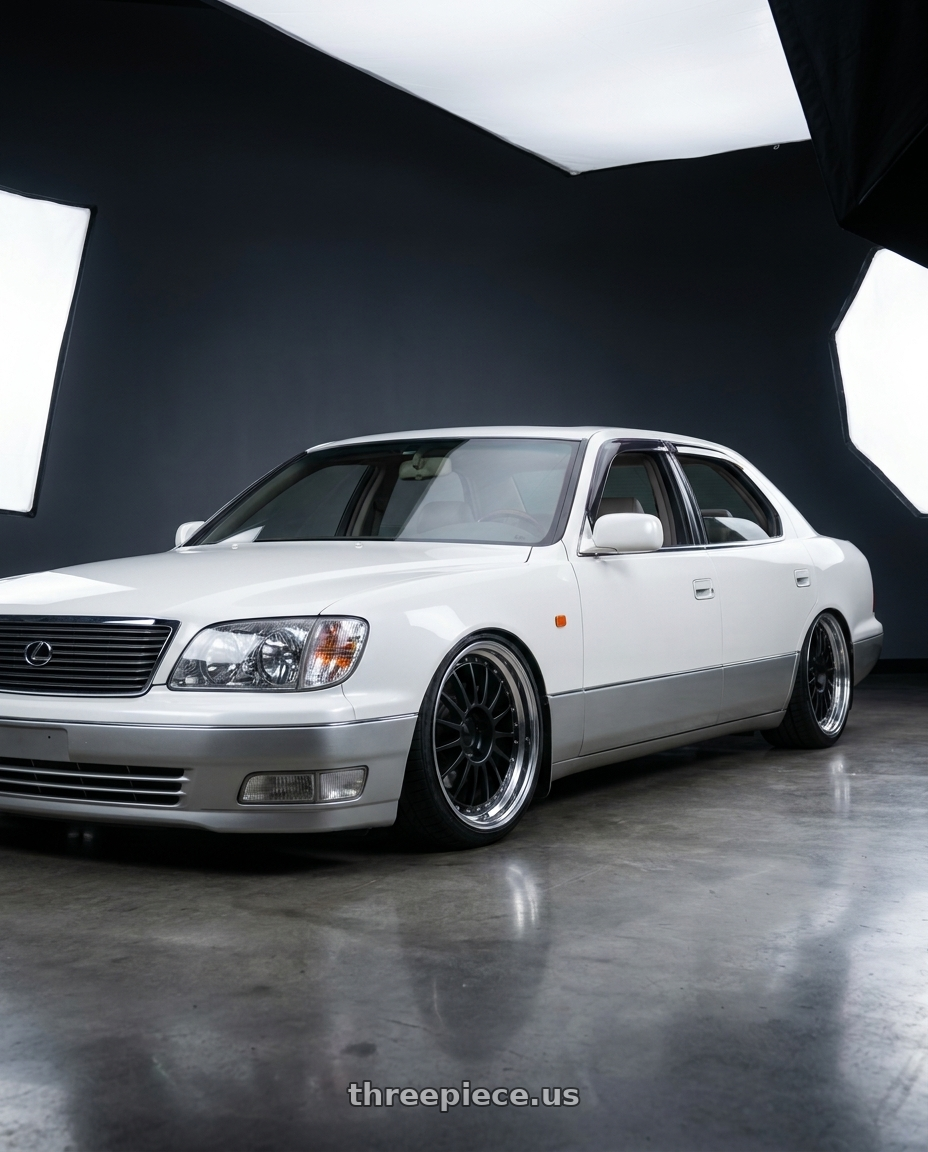 1999 Lexus LS400 with SSR Professor TF1 5x114.3 19X8.5+5 NR Disk Flat Black wheels