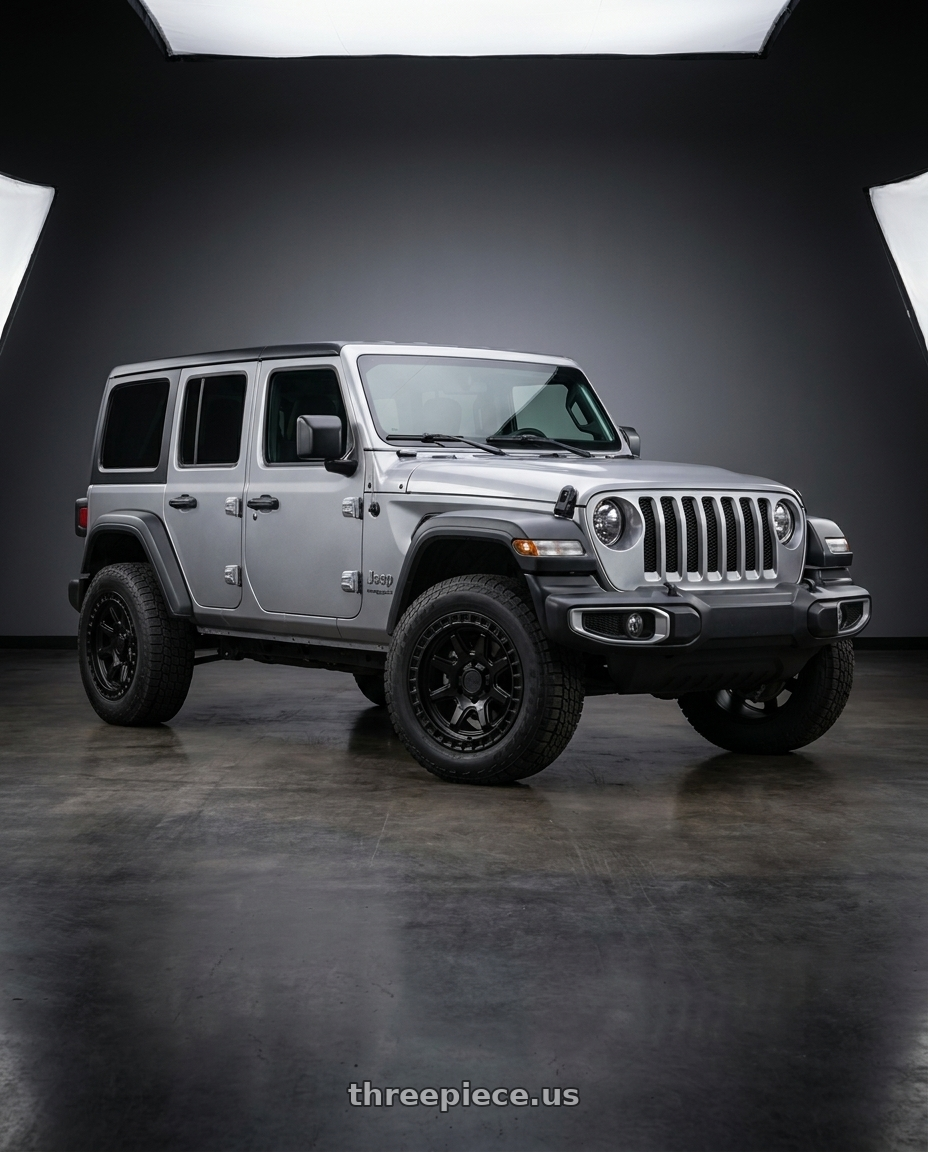 2021 Jeep Wrangler Sport with Black Rhino CALICO 5X127 17X8.5 -10 MATTE BLACK wheels
