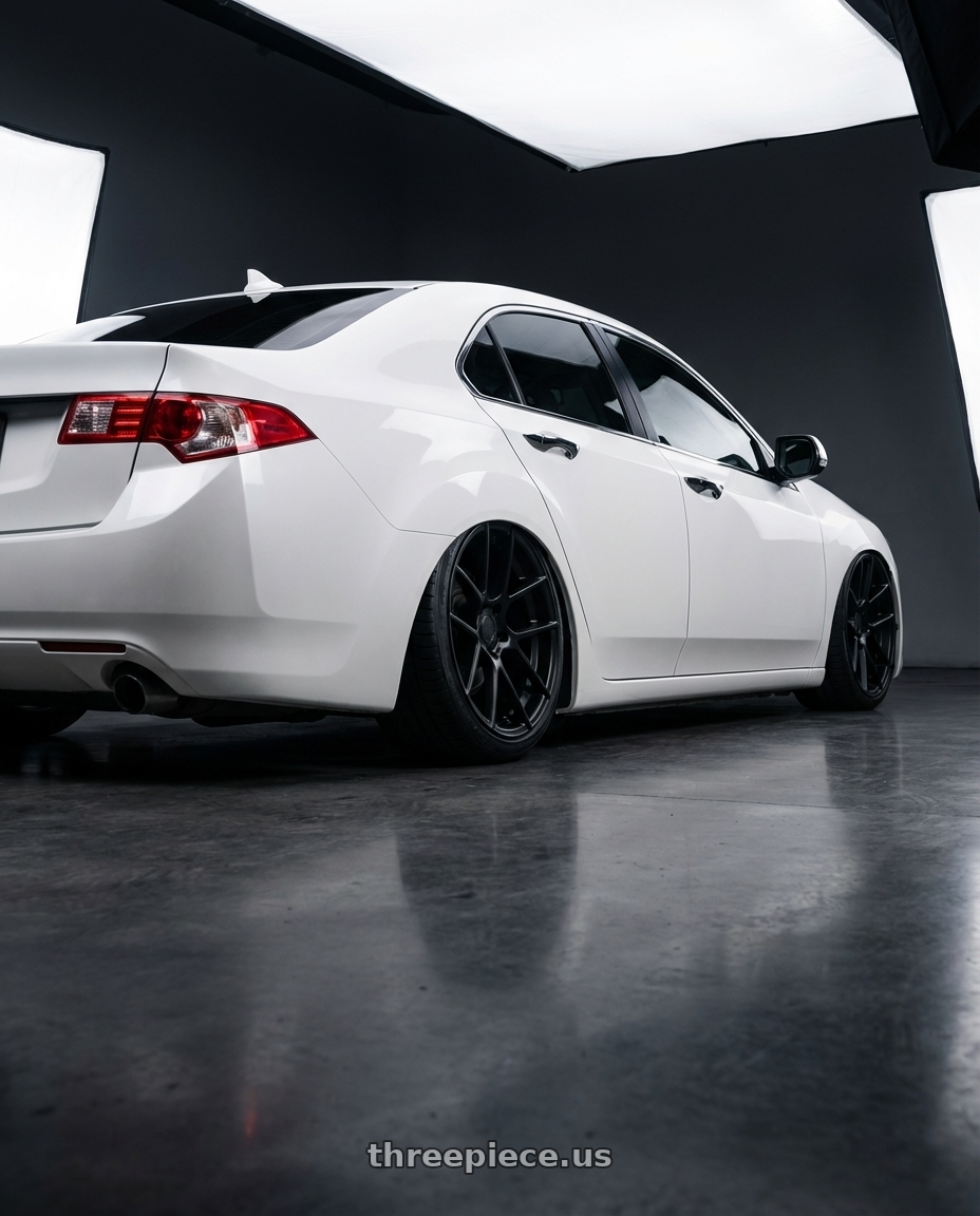 2013 Acura TSX with Avant Garde Wheels M510 5X114.3 19x9.5 +40 Matte Black wheels rear three quarter view slight stretch tires