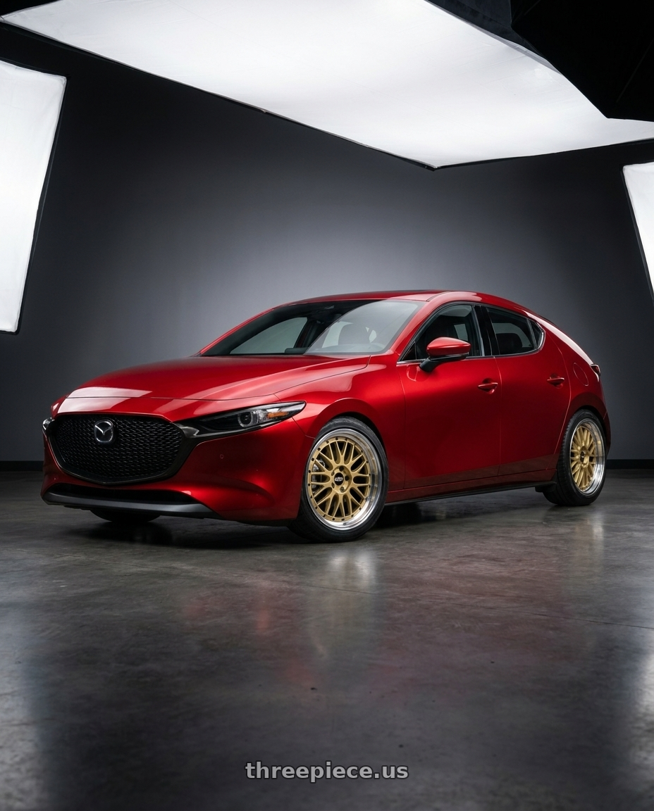 2024 Mazda 3 with BBS LM 5x112 19x9.0+42 Gold wheels