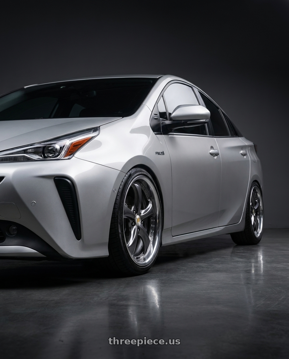 2019 Toyota Prius 4X1 with Work Wheels VS-KF 5X114.3 19x7.5+34 Brilliant Silver Black A Disk FULL REVERSE wheels