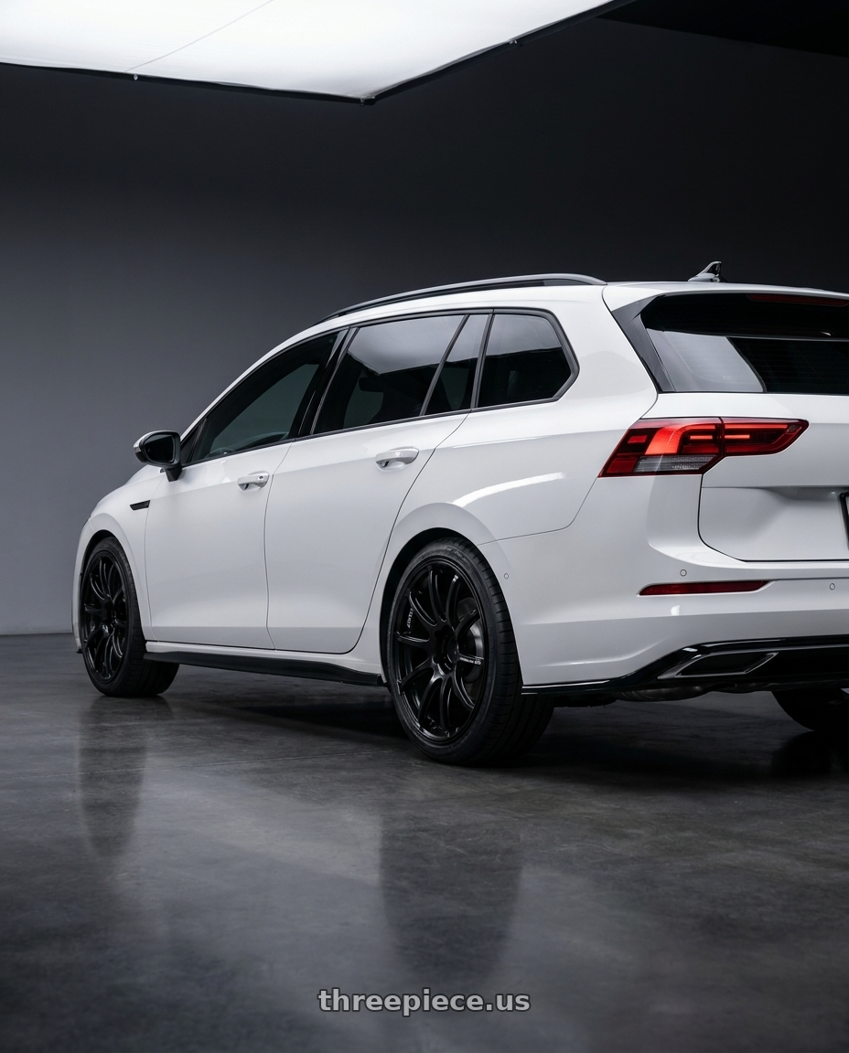 2026 Golf variant  280 r-line  with Advan Racing RSII 5x130 19x8.5 +52 SEMI GLOSS BLACK wheels rear three quarter view square tires