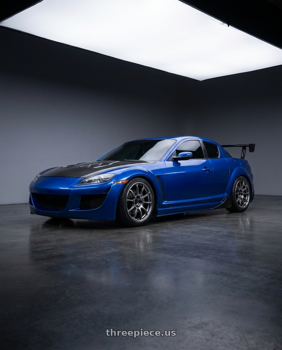 2009 Mazda rx8 with Advan Racing RZ-F2 5x112 18x8.0 +42 HYPER PLATINUM BLACK wheels