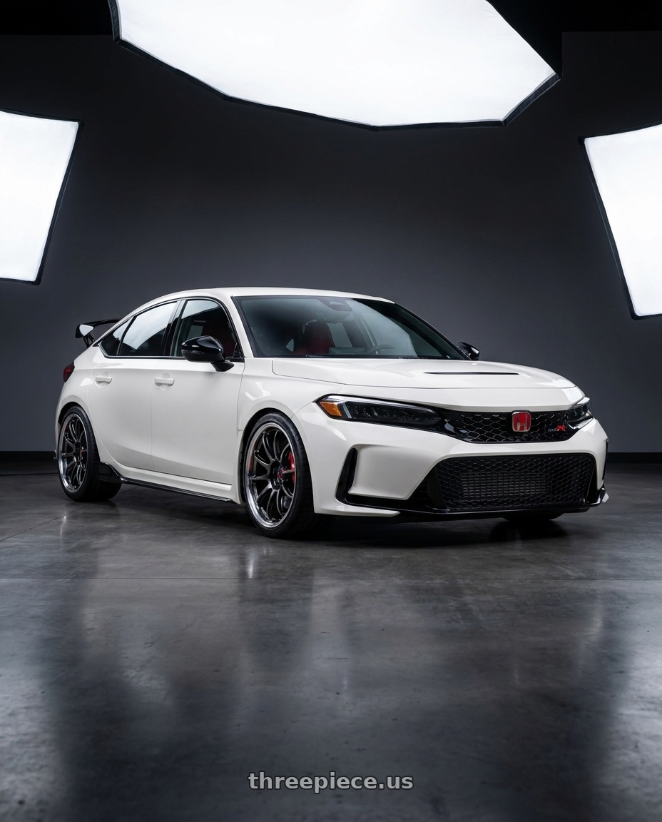 2024 Honda Civic Type-R with Work Emotion Zr10 5x120 18x9.5 +38 Glim Black Diamond Rim cut wheels
