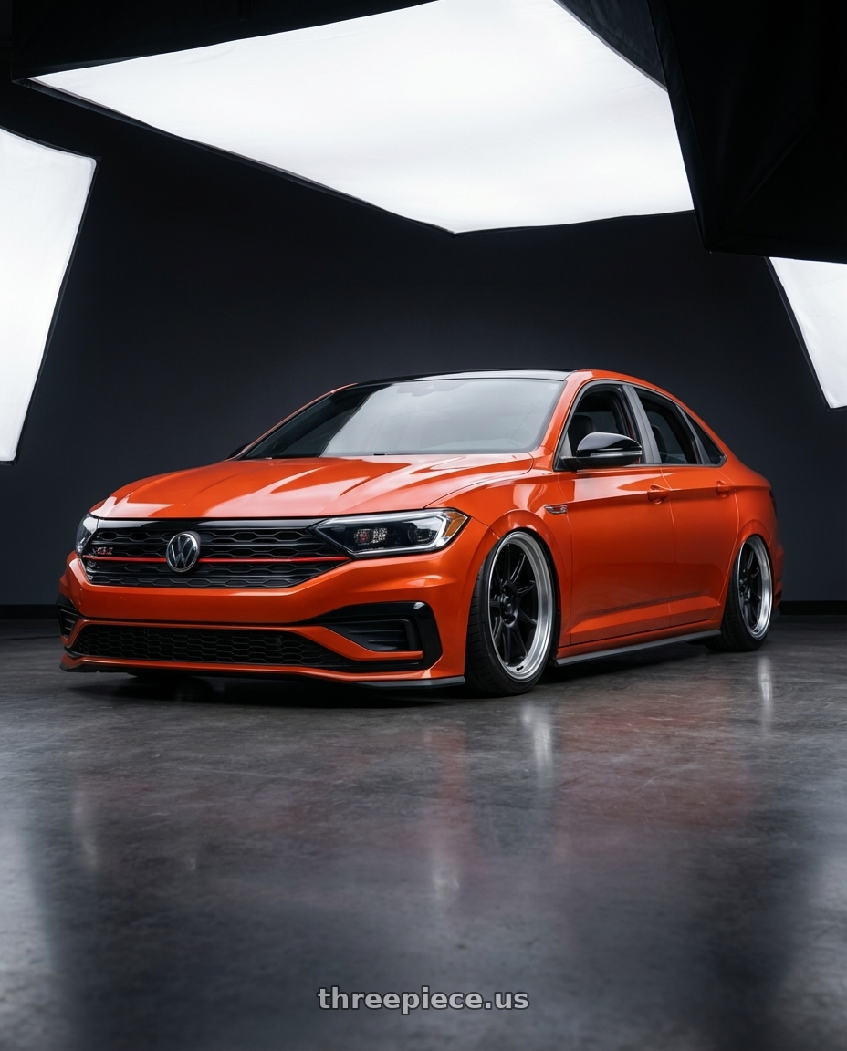 2023 Volkswagen Jetta GLI MK7 with Konig Countergram 5x112 19x11+40 Matte Black / Matte Machined Lip wheels