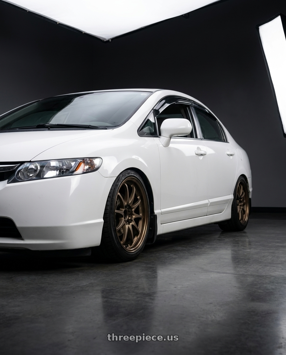 2007 honda civic ex with Volk Racing CE28N 5x114.3 18x8.5 +30 BRONZE wheels