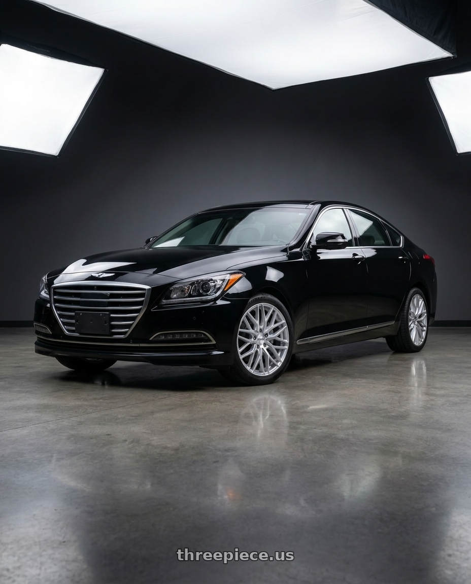 2016 Hyundai Genesis 3 8 with Petrol P3E 5x114.3 19x8.5 +40 Machined Brushed Gloss Silver wheels