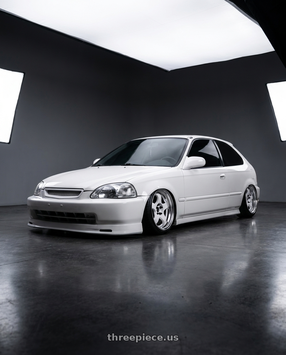 1996 honda civic with Work Meister S1 2P 4x100 15x8.5+0 A Disk White wheels