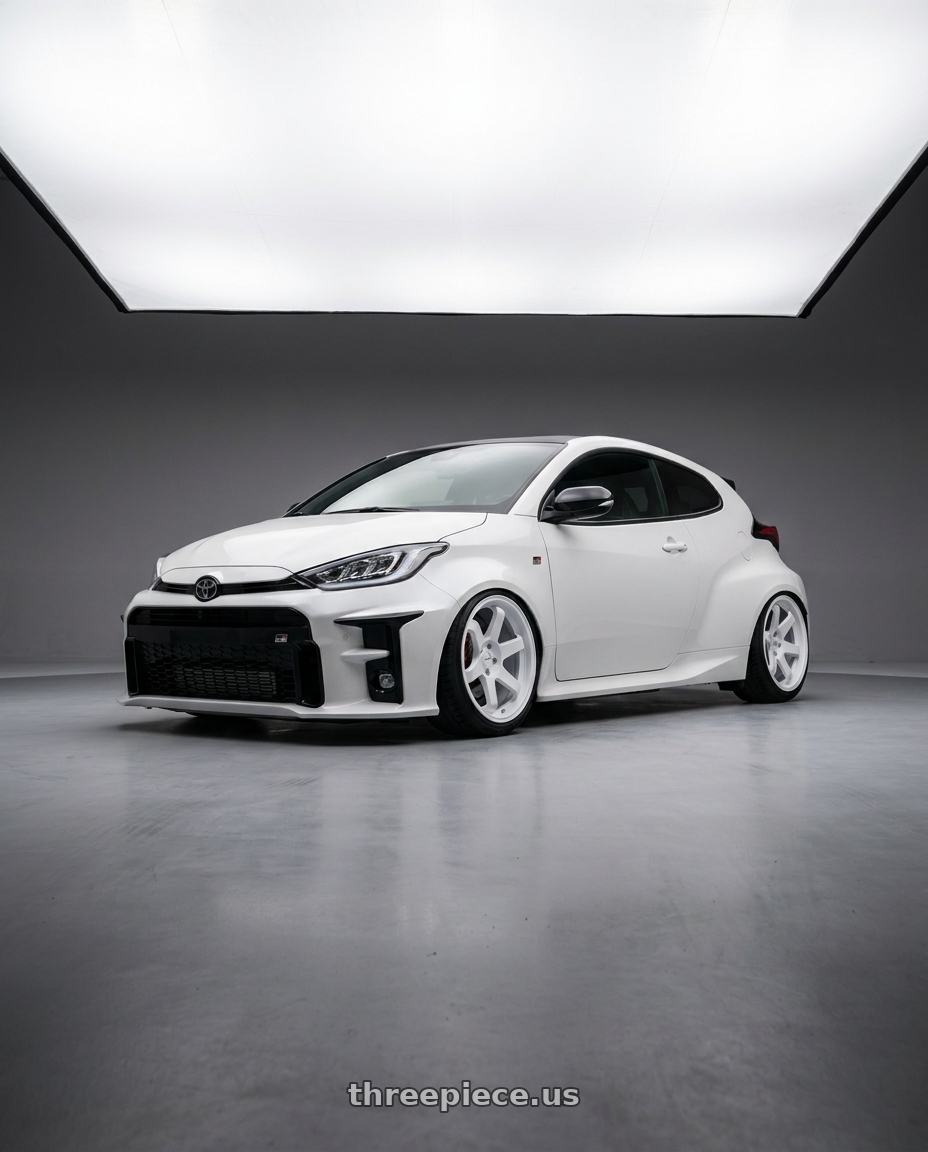 2021 Gr yaris with F1R F106 5x114.3 17x8 +35 White wheels