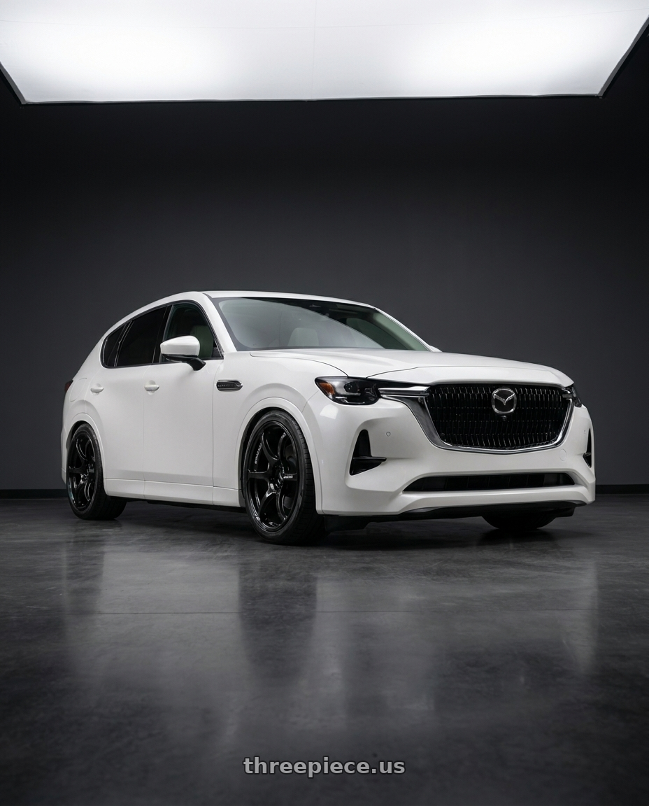 2024 Mazda Cx60 33T White with Advan RGIII 5x114.3 19x9.0+35 Gloss Black wheels