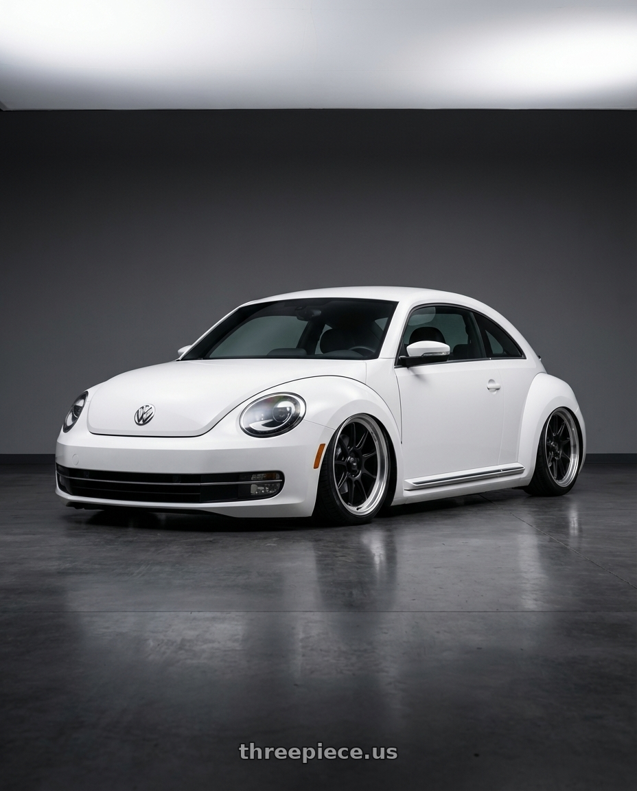 2016 Volkswagen Beetle Turbo with Konig Countergram 5x112 19x9.5+30 Matte Black / Matte Machined Lip wheels