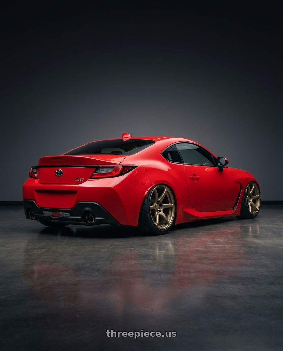 2024 Toyota GR86 with Kansei K11B Tandem 5x114.3 18x9 12 Bronze wheels rear three quarter view slight stretch tires