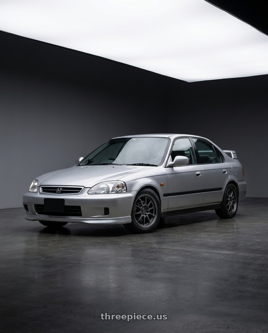 1999 honda civic with Volk Racing CE28 Club Racer 4x100 15x7+38 Dark Gunmetal wheels