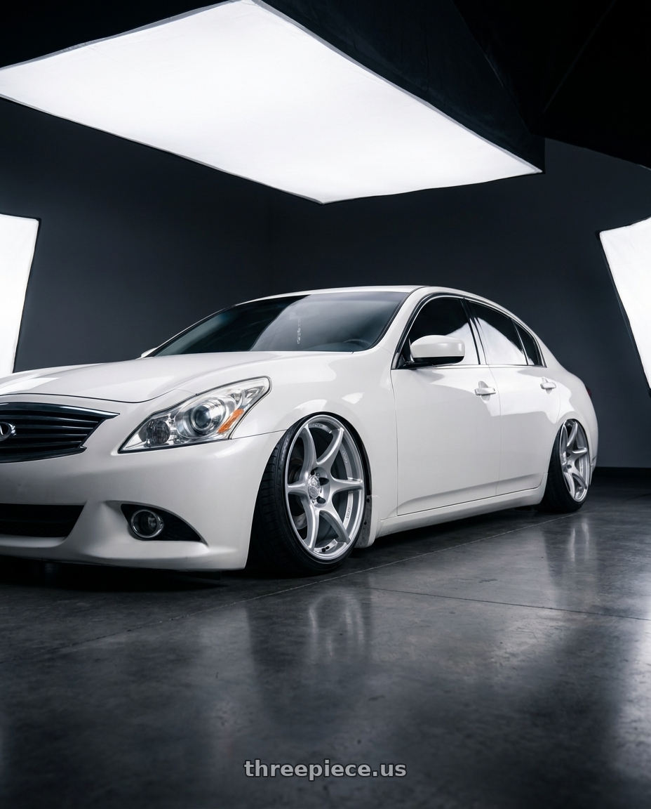 2010 Infiniti G37 with Kansei K11S Tandem 5x114.3 19x10.5 22 Hyper Silver wheels