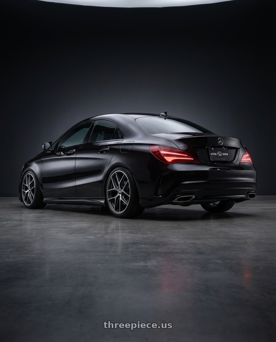 2018 Mercedes-Benz CLA C117 with BBS CC-R 5x112 19x8.5+30 Graphite w/ Diamond Cut Face wheels rear three quarter view slight stretch tires