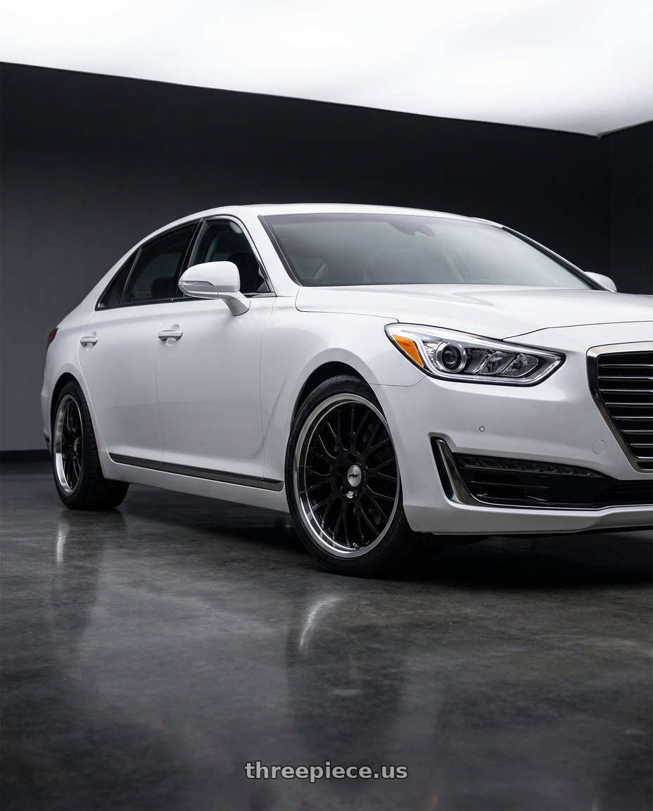 2018 genesis g90 ultimate with TSW TREMBLANT 5X114.3 20X8.5 +40 GLOSS BLACK W/ MIRROR CUT LIP wheels
