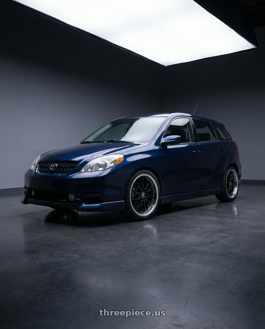 2004 Toyota Matrix with WHITE DIAMOND W503 5x100/5x114.3 18x8+35 BLACK / MACHINED wheels