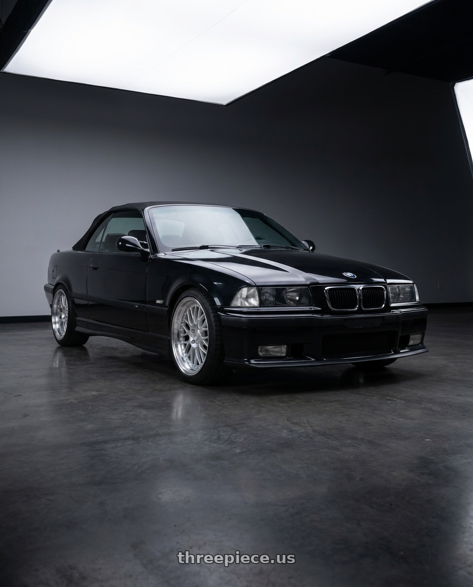 1998 BMW M3 convertible black with ESR Wheels SR SERIES SR01 5x120 18x9.5 +22 Hyper Silver wheels