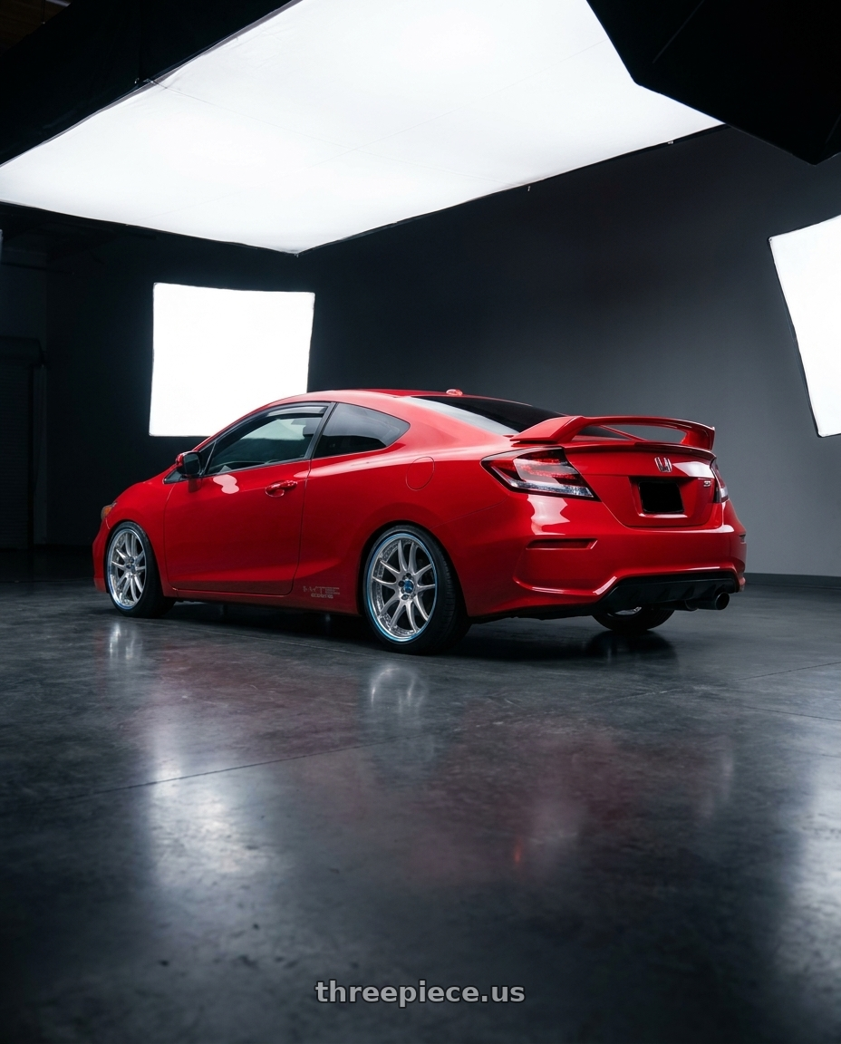 2014 Honda Civic Si with Work Emotion CR 3P wheels rear three quarter view square tires