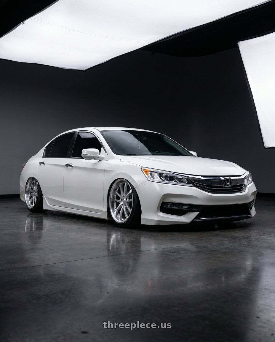2016 Honda accord with Vors AR5 5x114.3 19x9.5 +35 Silver Machine Face Lip Chrome Rivet wheels