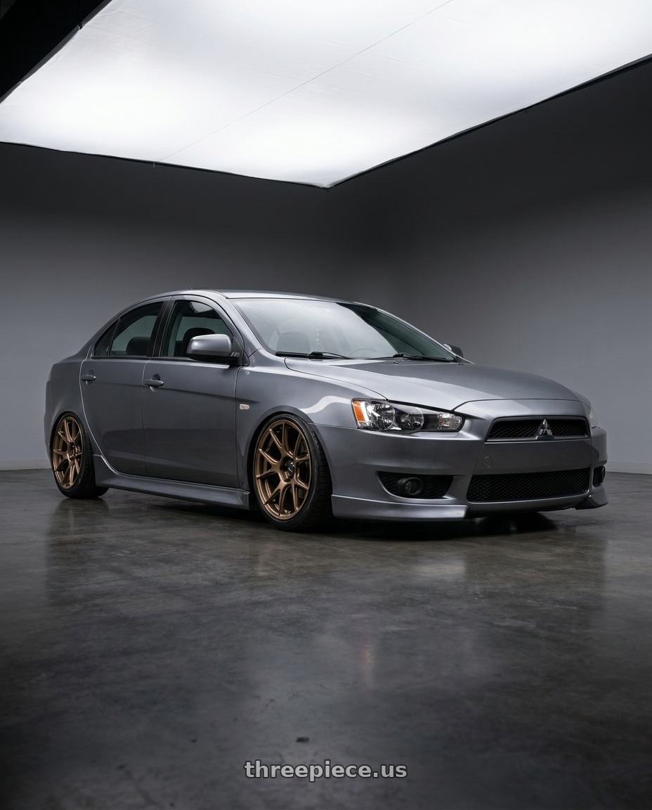 2014 Mitsubishi Lancer Ralliart with Konig Ampliform 5x114.3 18x9.5+35 Gloss Bronze wheels