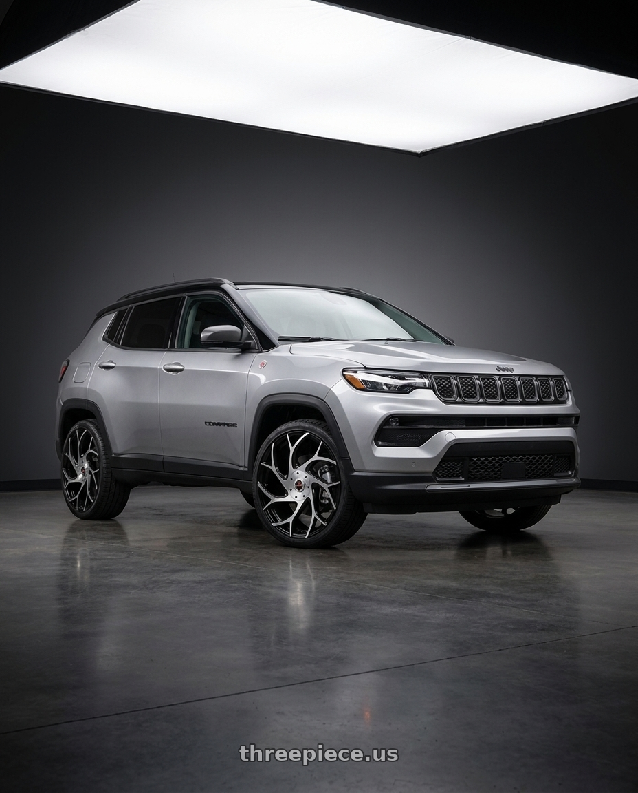 2022 jeep compass trailhawk with Ignite Inferno 5x115/5x120 24x9.5 +15 Gloss Black Machined wheels
