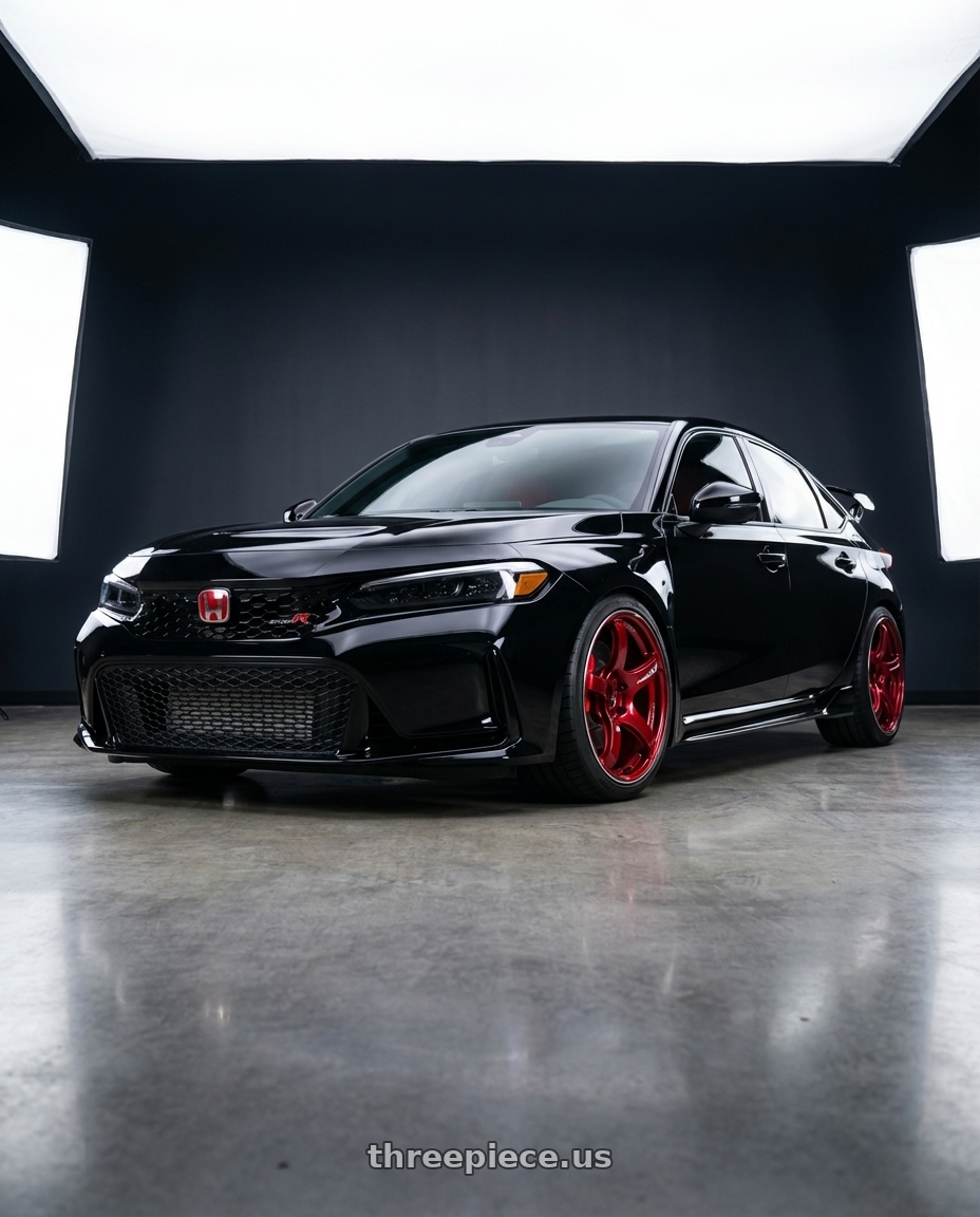 Honda Civic TYPE R 2023 with Advan Racing TC4 5x120 18x9.5 +45 RACING CANDY RED & RING wheels