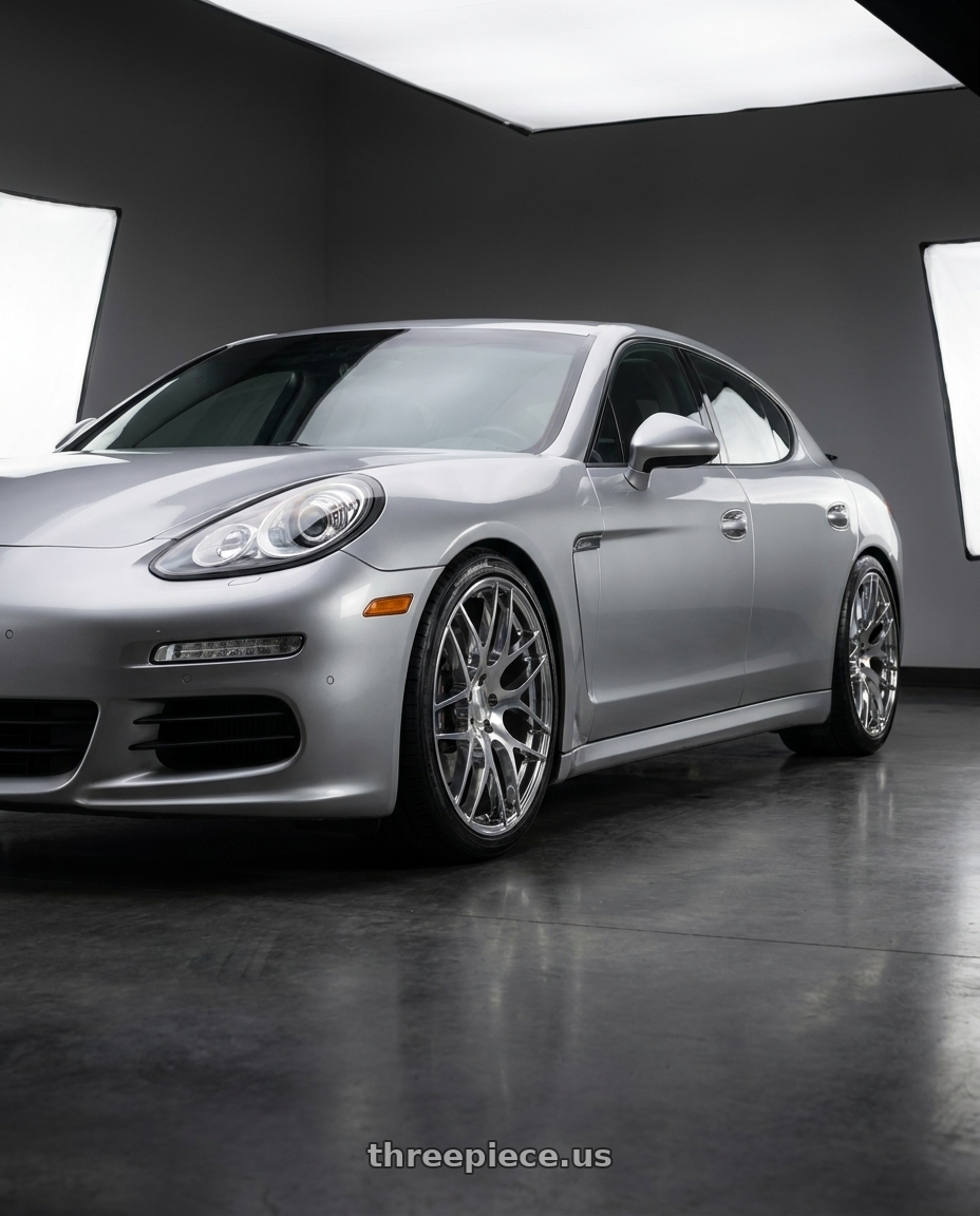2014 porsche panamera 4 with REPLICA 218 5X115 20x11 +27 CHROME STAGGERED ONLY wheels