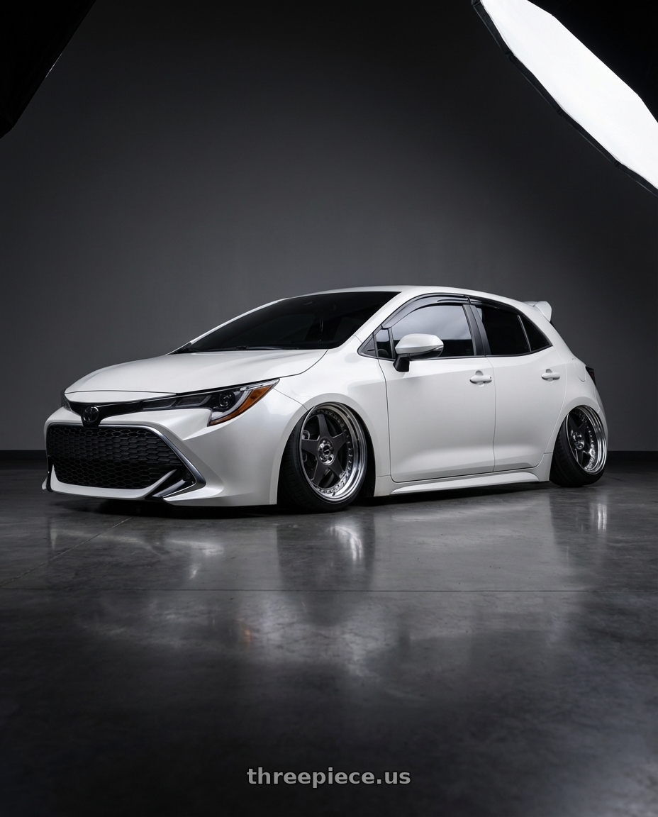 2019 Toyota Corolla hatchback with SSR Professor SP6 5x100 18X9.5+12 HP Disk Prism Dark Gunmetal wheels