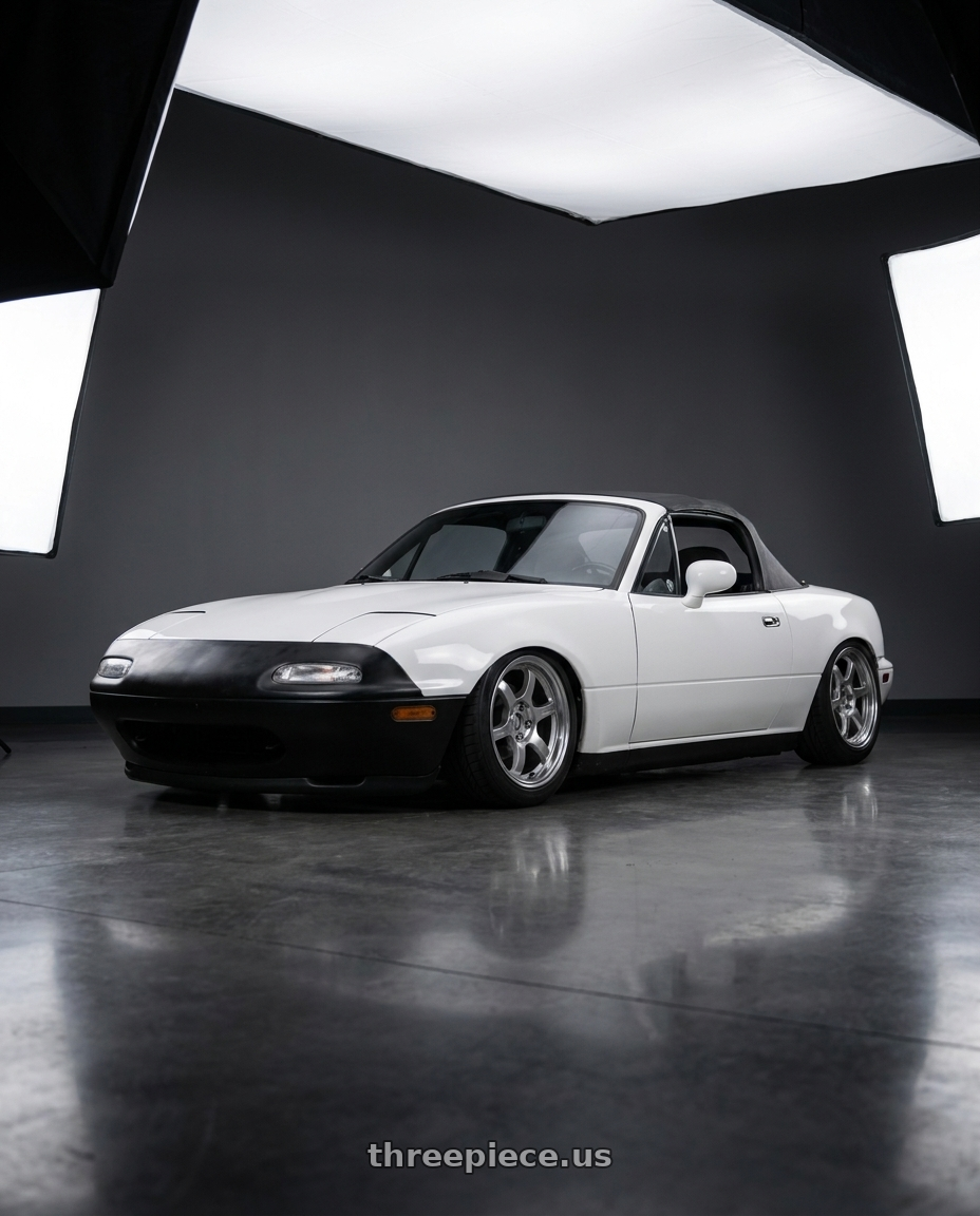 1994 mazda miata with Gram Lights 57DR 4x100 15x8+35 Grace Silver wheels