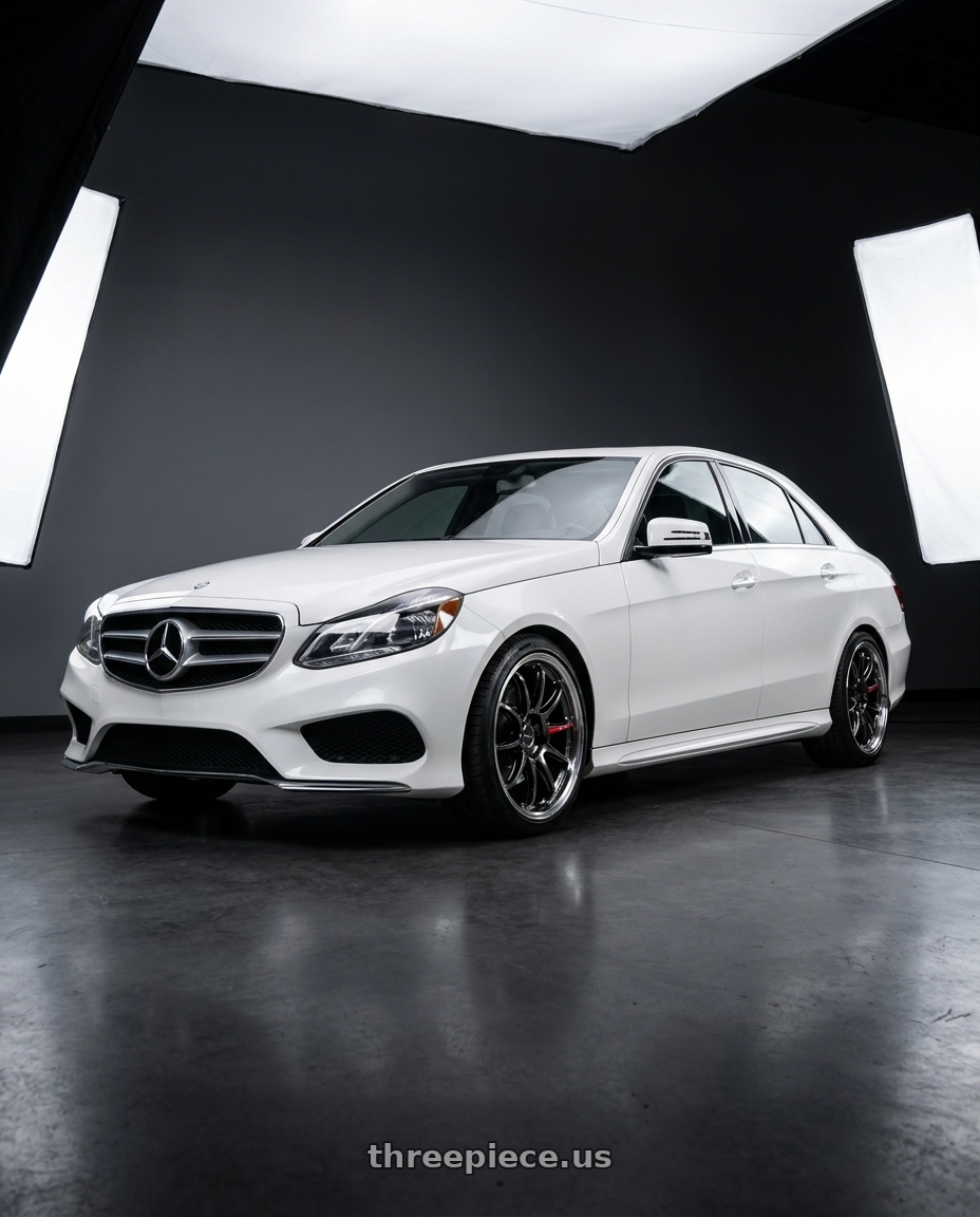 2016 Mercedes Benz e350 with Work Emotion Zr10 5x112 19x9.5 +38 Glim Black Diamond Rim cut wheels