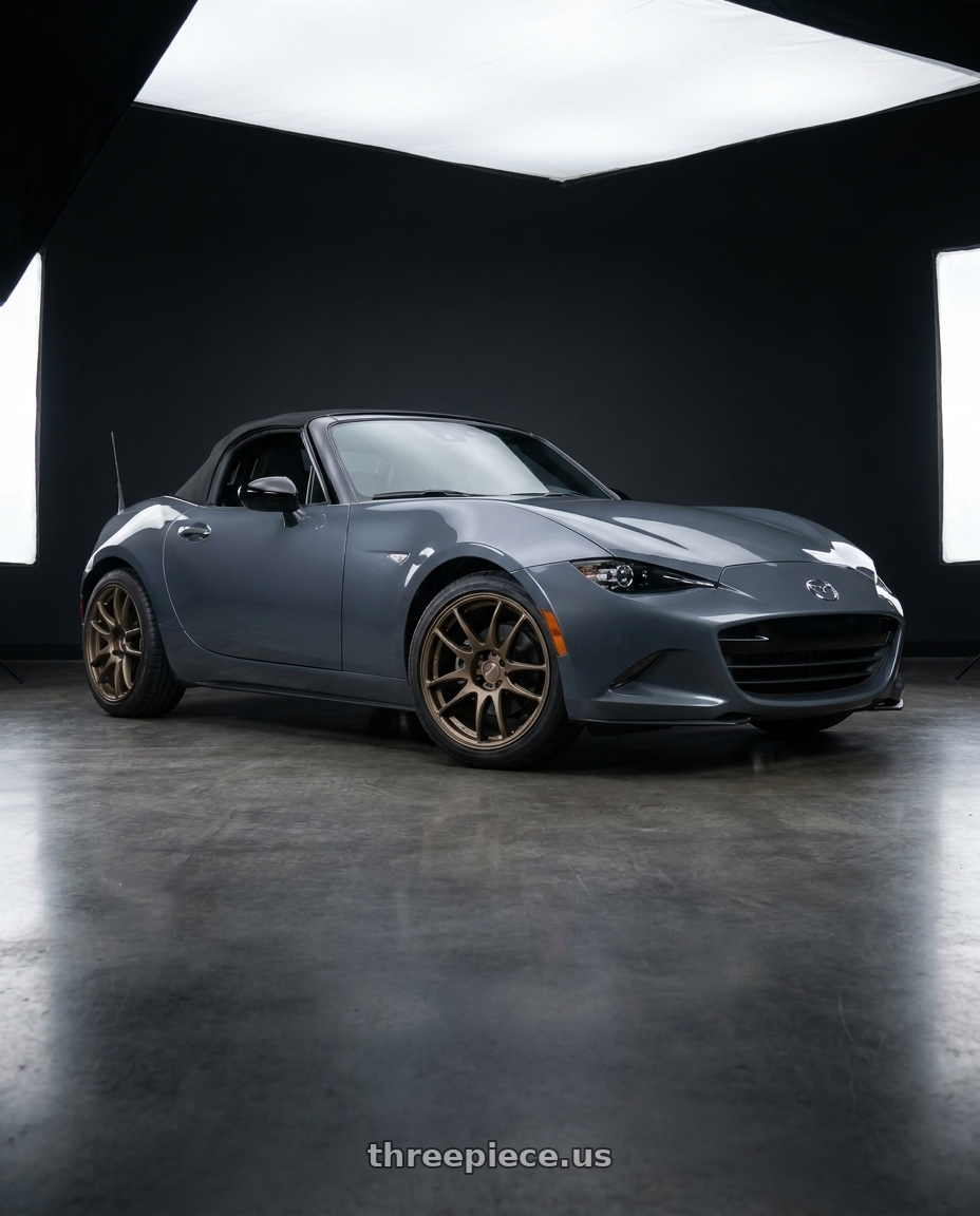 2020 Mazda mx-5 Miata club soft top polymetal grey with Work Emotion Cr Kiwami 4x100 16x6.5 +42 Matte Bronze wheels