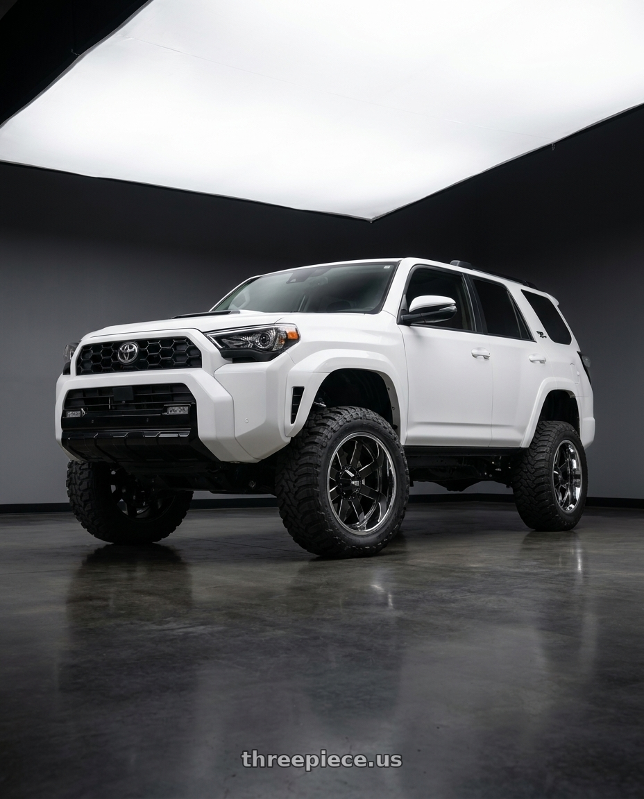 2022 Toyota 4Runner with Moto Metal MO200 6X139.7 20X10 -18 GLOSS BLACK MILLED CENTER CHROME LIP wheels