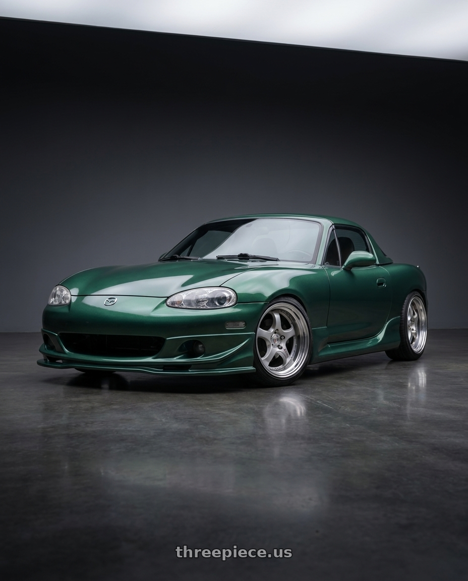 2005 Mazda miata with Work Wheels VS-KF 5x120 18x9.5+59 Light Grey Silver A Disk FULL REVERSE wheels