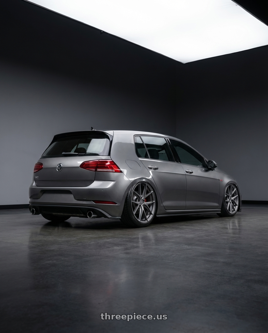 2019 Volkswagen GTI MK7 with Niche 1PC M116 MISANO 5X112 19X8.5 +42 MATTE GUN METAL wheels rear three quarter view slight stretch tires