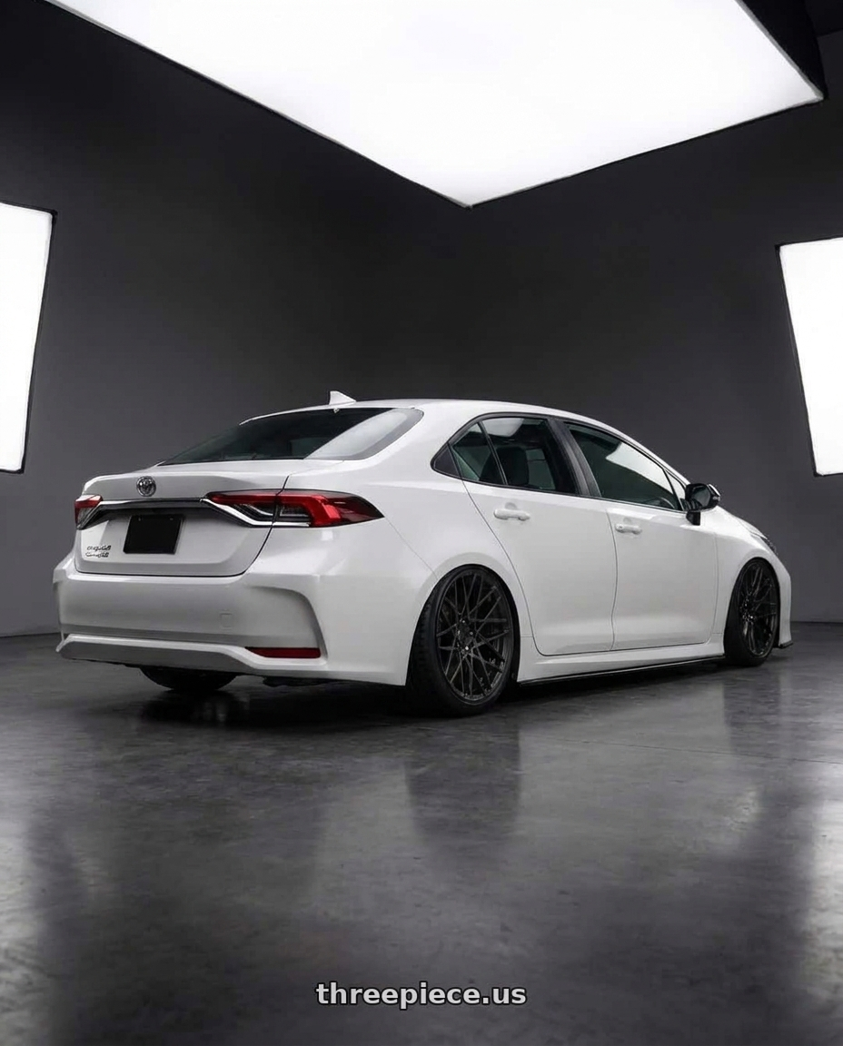 2020 GR altis with Avant Garde Wheels F07R BLANK 19x9.5 +BLANK Dark Graphite Metallic wheels rear three quarter view square tires