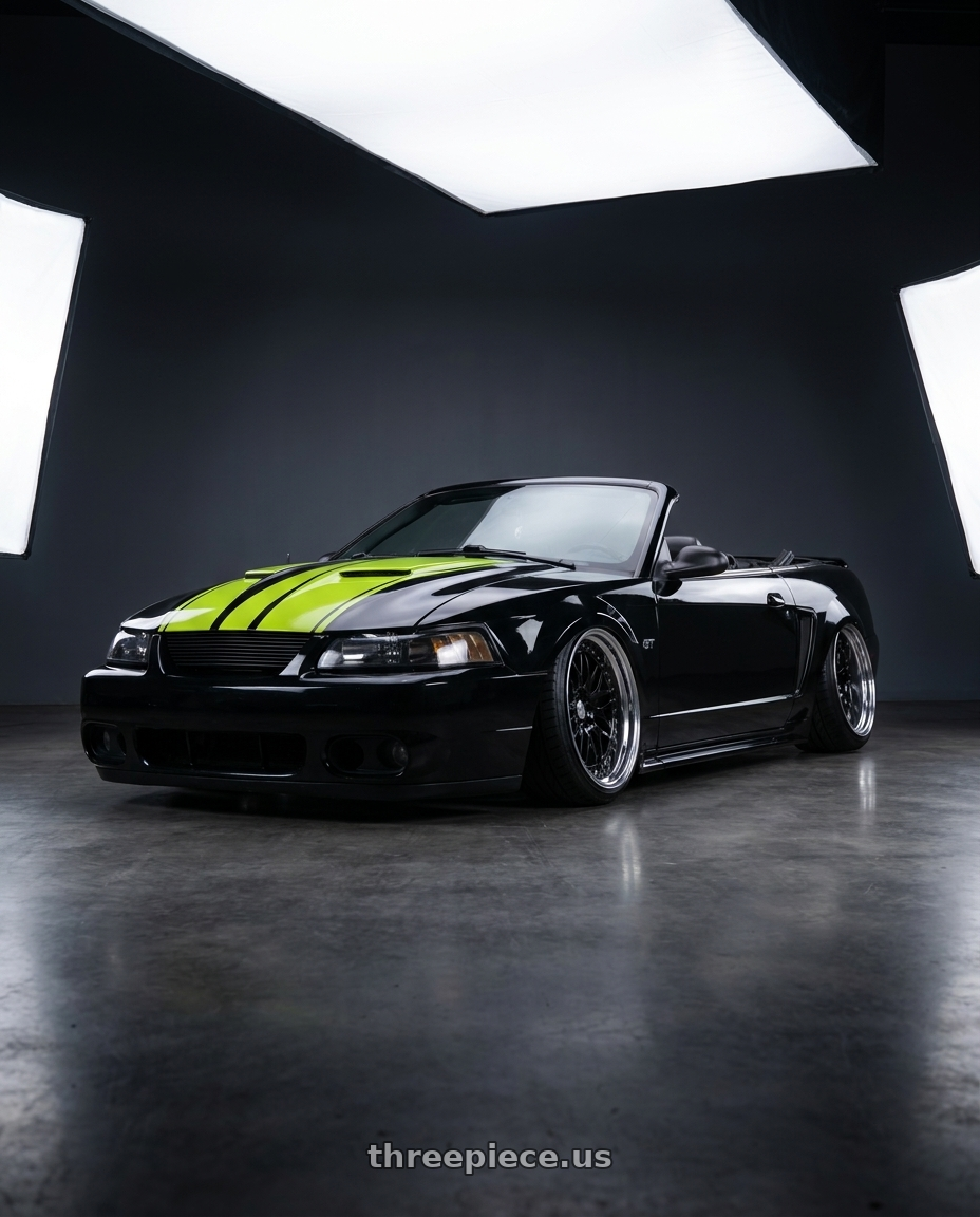 2000 mustang gt with Work Gran Seeker Dmx 5x100 20x7.5+19 O Disk Black wheels