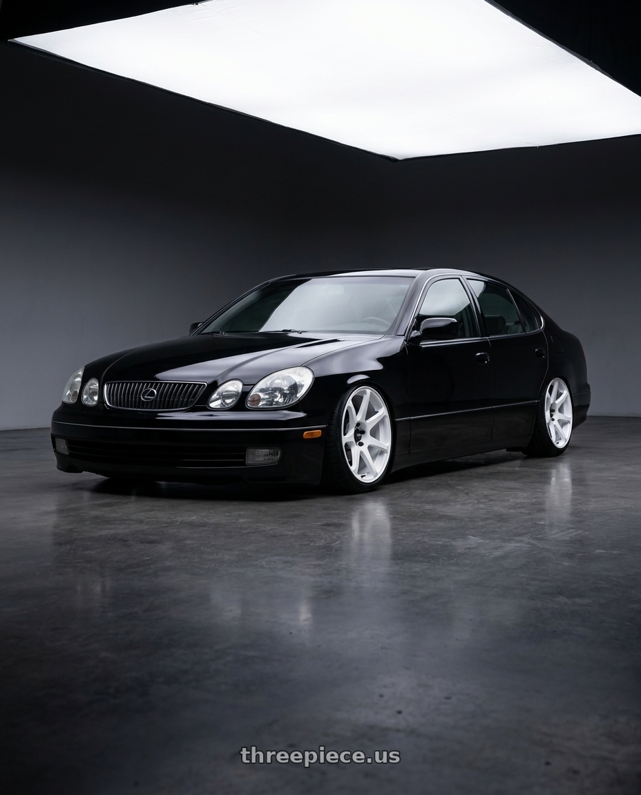 2002 lexus gs300 with Motegi MR154 BATTLE 5X114.3 18X9.5 +15 WHITE wheels