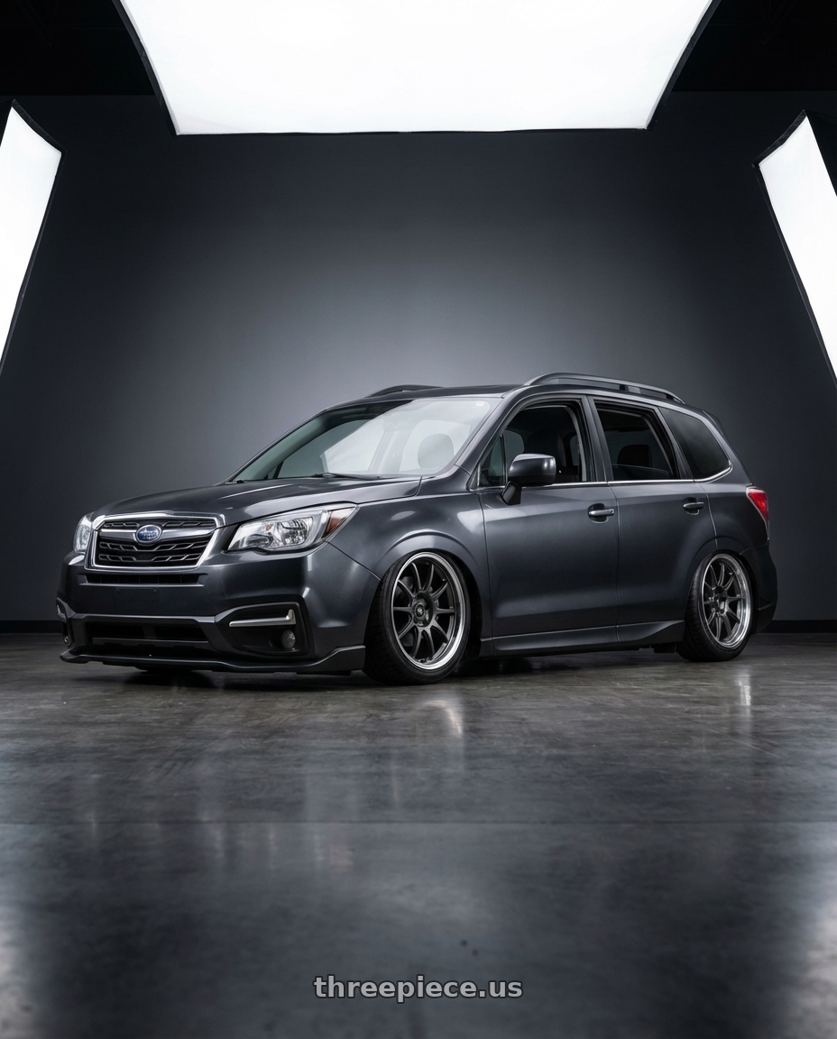 2017 Subaru Forester XT Dark Metallic Grey with Motegi MR159 BATTLE V 5X100 18x9.5 +38 GUNZILLA W/ MACHINED LIP STRIPE wheels