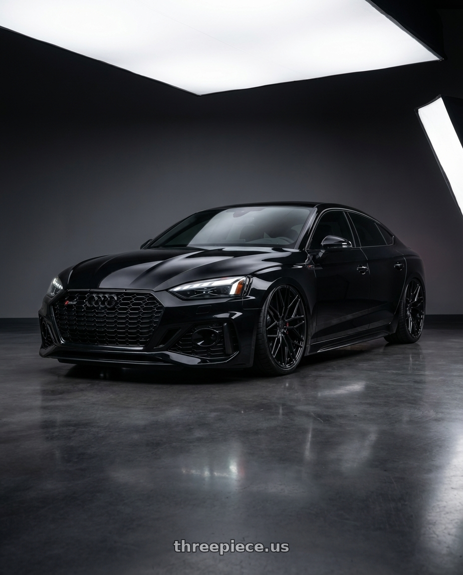 2022 Audi RS5 with Avant Garde Wheels M520R 5X112 20x10 +25 Gloss Black wheels