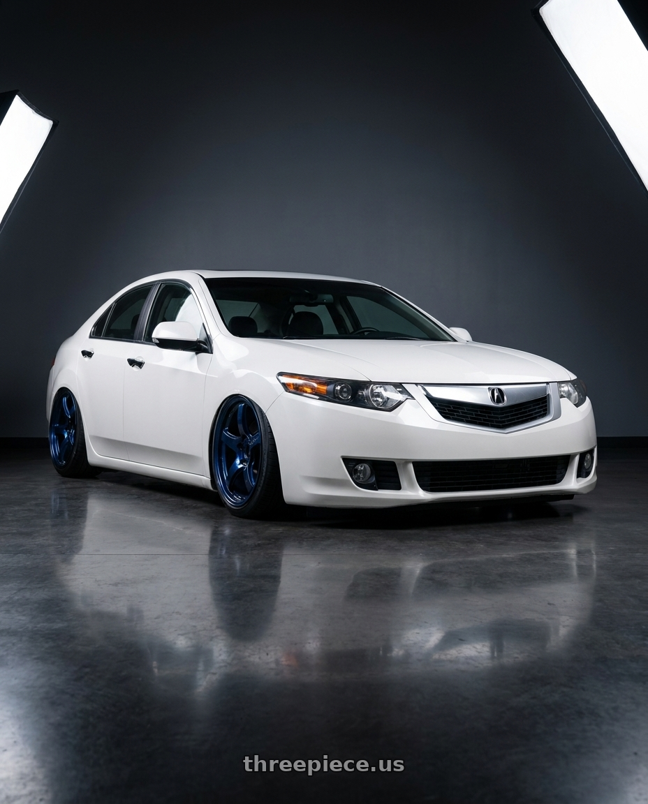2013 Acura TSX with Gram Lights 57CR 5x114.3 18x9.5+12 Eternal Blue Pearl wheels