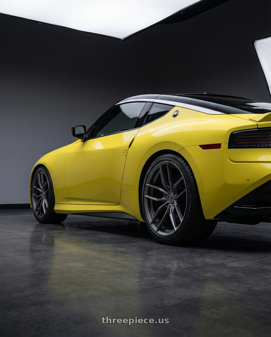 2024 Nissan Z with Niche 1PC M204 VOSSO 5X114.3 19X8.5 +45 MATTE ANTHRACITE wheels rear three quarter view square tires