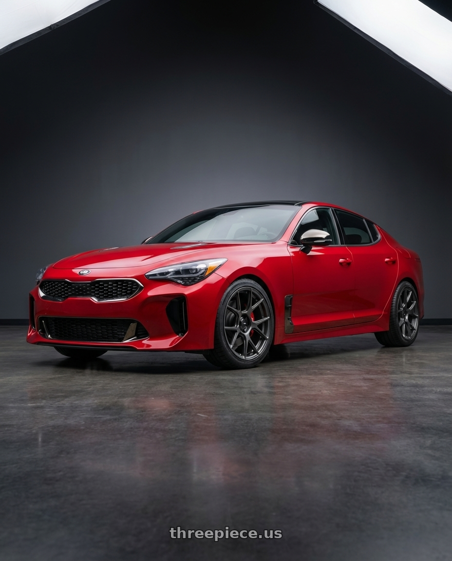 2022 Kia Stinger GT with Konig Ampliform 5x114.3 19x9.5+25 Dark Metallic Graphite wheels