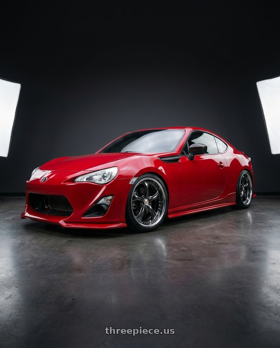 2013 scion frs with Work Wheels VS-KF 5X114.3 19x9+53 Brilliant Silver Black A Disk FULL REVERSE wheels