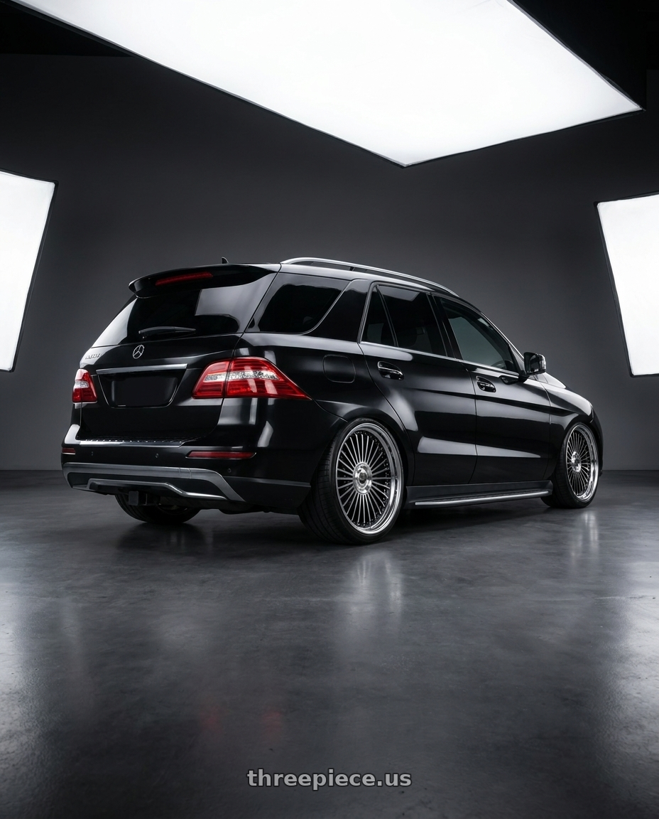 2014 Mercedes ML550 with Work Emitz Black Polish 5x105 20x11.0 +0 wheels rear three quarter view slight stretch tires